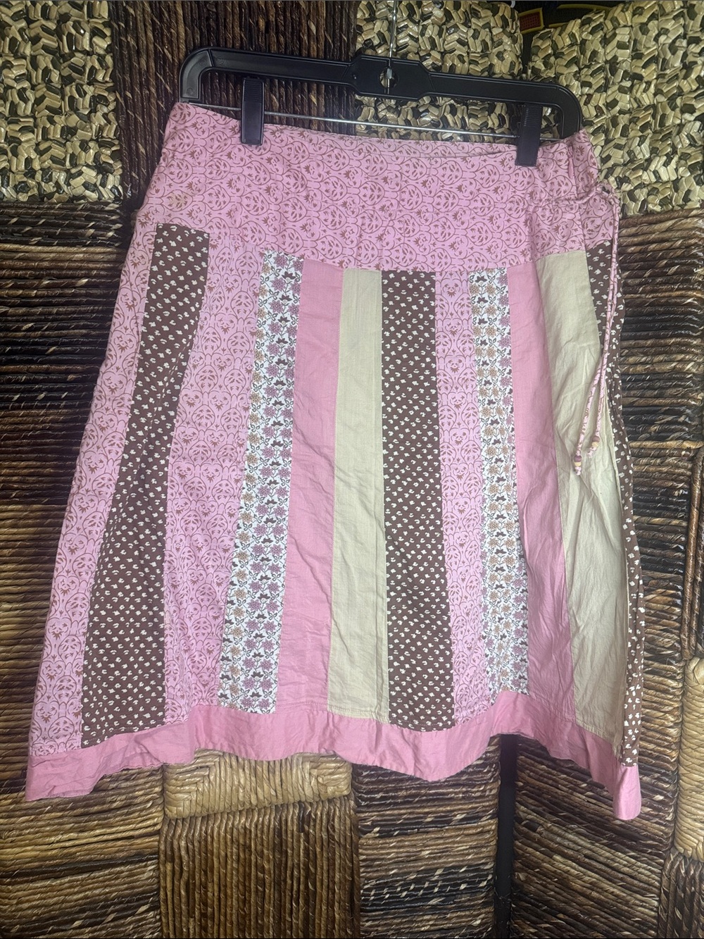 American Eagle Outfitters Pink Patchwork A-Line Skirt